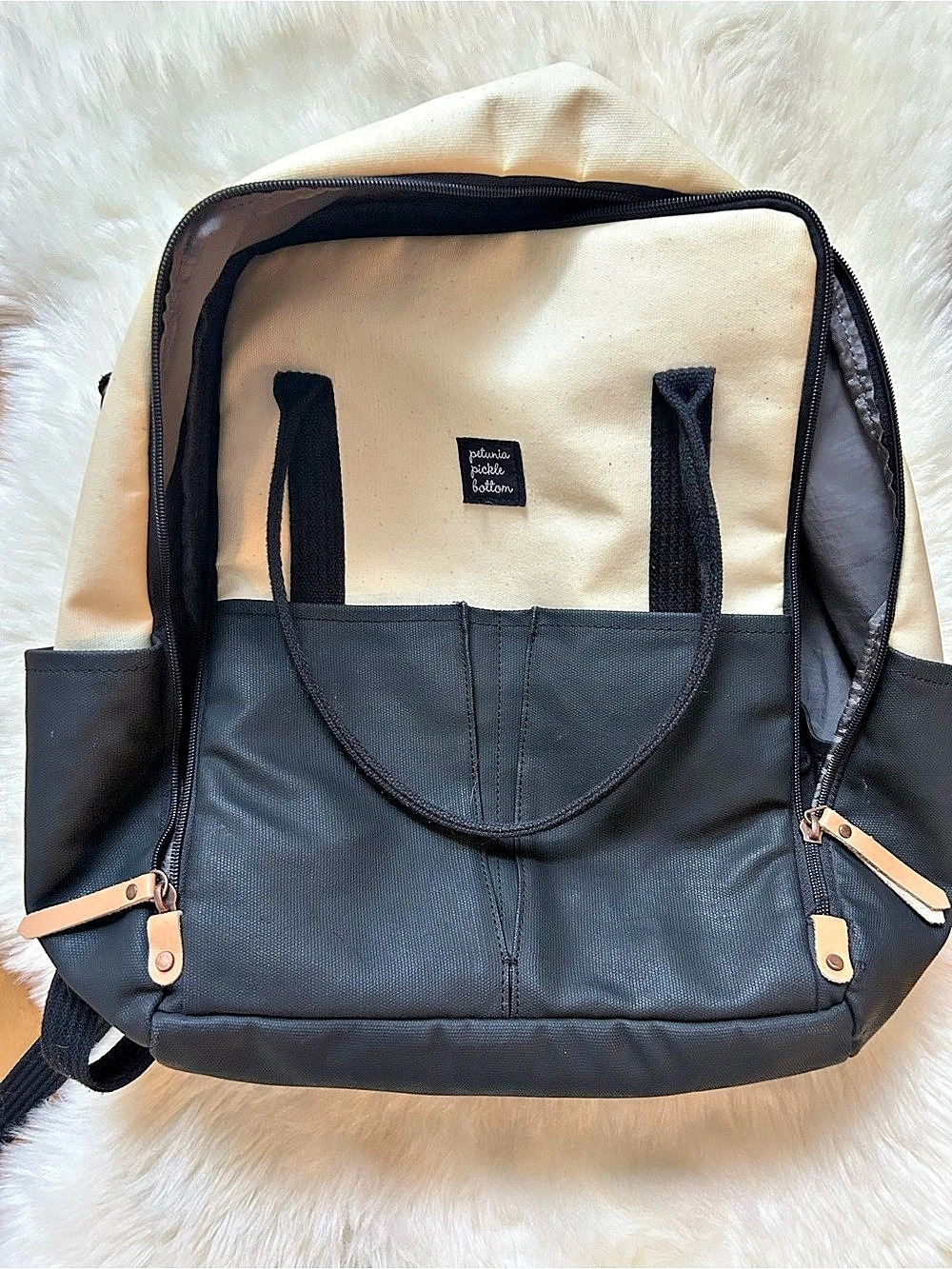 Petunia Pickle Bottom Backpack Diaper Bag in Black & Cream